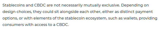 英国央行行长：比特币是高风险投资，CBDC与稳定币可共存